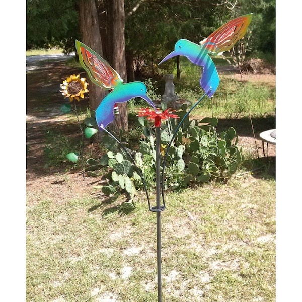 Invernadero Metal Kinetic Garden Sculpture 2 Painted Hummingbirds IN1821964 - main